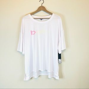 BEBE Sport Plus Size Rainbow Logo White Tee Size 3X NWT